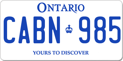 ON license plate CABN985