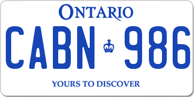 ON license plate CABN986