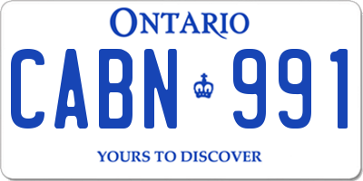 ON license plate CABN991