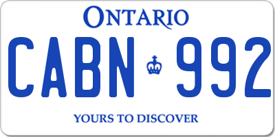 ON license plate CABN992