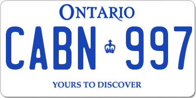 ON license plate CABN997