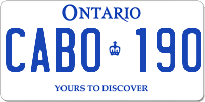 ON license plate CABO190