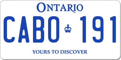 ON license plate CABO191