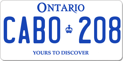 ON license plate CABO208