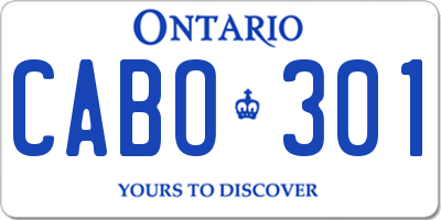 ON license plate CABO301