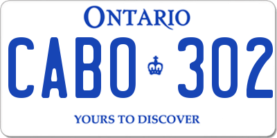 ON license plate CABO302