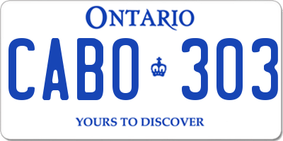 ON license plate CABO303