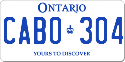 ON license plate CABO304