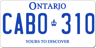 ON license plate CABO310