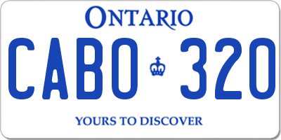 ON license plate CABO320