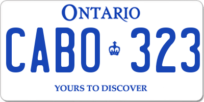 ON license plate CABO323