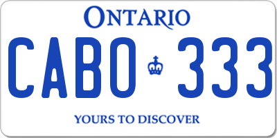 ON license plate CABO333