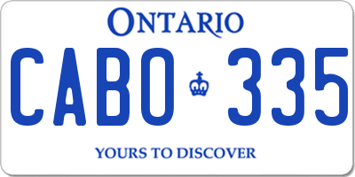 ON license plate CABO335