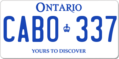 ON license plate CABO337