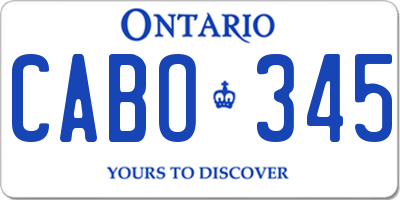 ON license plate CABO345