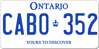 ON license plate CABO352