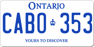 ON license plate CABO353