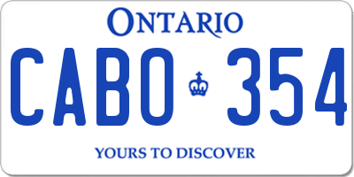 ON license plate CABO354