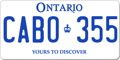 ON license plate CABO355