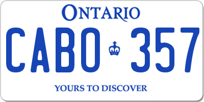 ON license plate CABO357