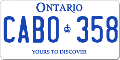 ON license plate CABO358