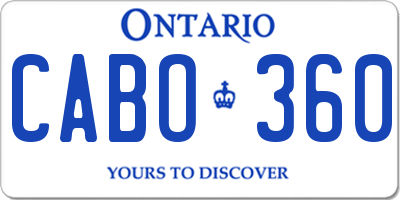 ON license plate CABO360