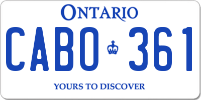 ON license plate CABO361