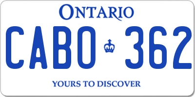 ON license plate CABO362