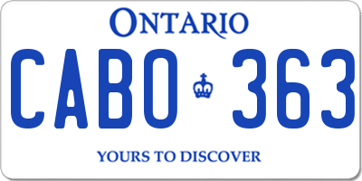 ON license plate CABO363