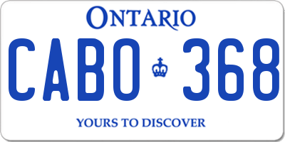 ON license plate CABO368