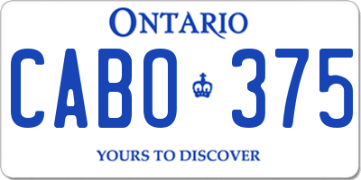 ON license plate CABO375