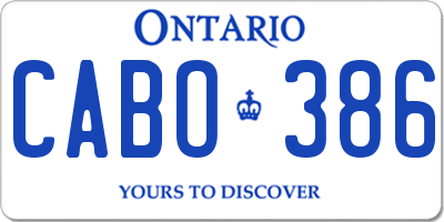 ON license plate CABO386