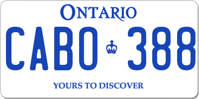 ON license plate CABO388