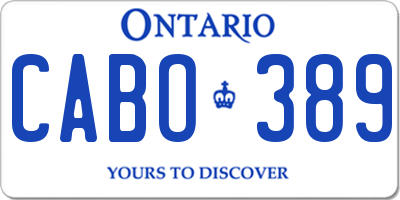 ON license plate CABO389