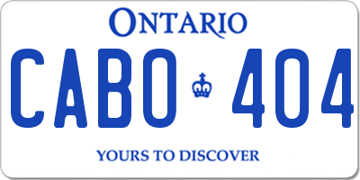 ON license plate CABO404