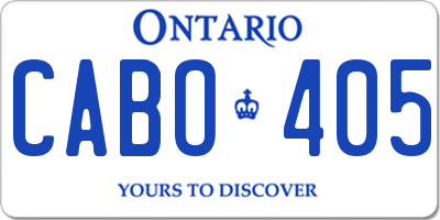 ON license plate CABO405