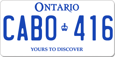 ON license plate CABO416