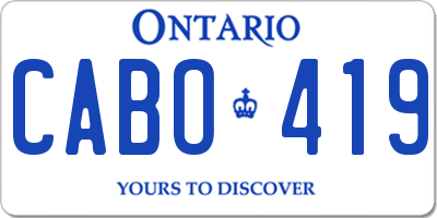 ON license plate CABO419