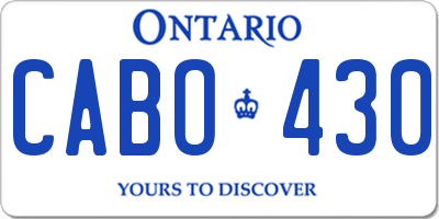 ON license plate CABO430