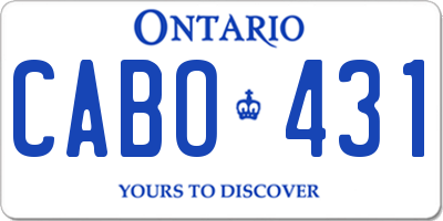 ON license plate CABO431