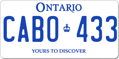 ON license plate CABO433