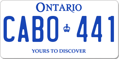 ON license plate CABO441