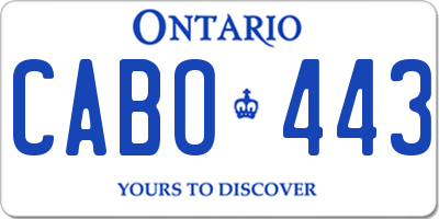 ON license plate CABO443