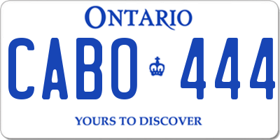 ON license plate CABO444