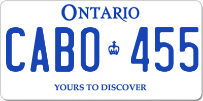 ON license plate CABO455