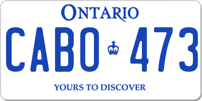 ON license plate CABO473