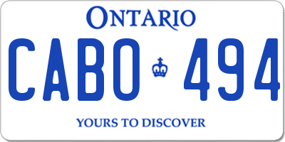 ON license plate CABO494