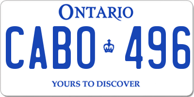 ON license plate CABO496