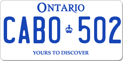 ON license plate CABO502