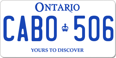 ON license plate CABO506